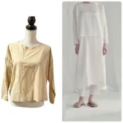 Yoli シンプルワイドブラウス　ベージュ Yoli ヨリ｜Wool simple wide blouse ベージュ