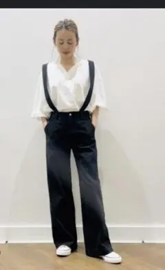 GAP ブラック ワイドレッグデニム 26 2Rサスペンダー付き