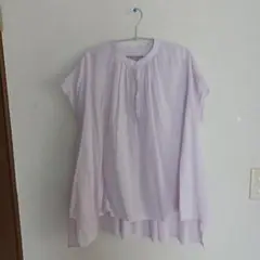 LOGEMENT DE CLAIRE バンドカラーギャザーブラウス　ピンク系