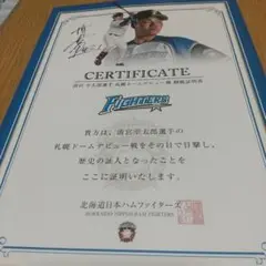 清宮幸太郎 札幌ドームデビュー戦 観戦証明書
