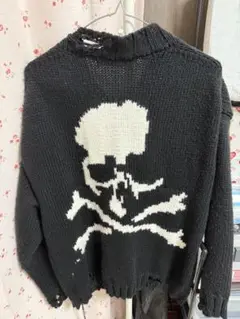 スカルプリント ニットセーター 黒