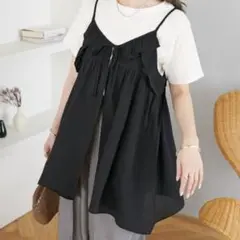 DISCOAT前リボンフリルキャミチュニック
