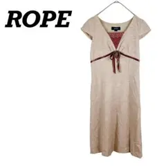 ROPE ロペ 胸元レース❤️膝丈ワンピース ピンク 7AR S相当
