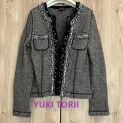 YUKI TORII INTERNATIONAL 千鳥格子ジャガードニットカーデ YUKI TORII INTERNATIONAL 千鳥格子ジャガードニットカーデ