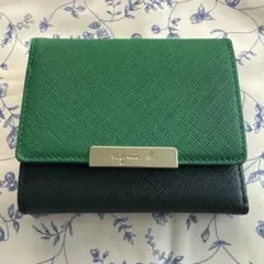 美品⭐︎ agnes.アニエスベー三つ折りコンパクト財布　緑　サフィアーノレザー