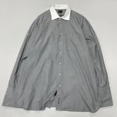 90s Vintage L/S クレリックシャツ ストライプ 光沢 ドレープ