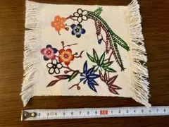 花柄刺繍 フリンジ付き布地 約17cm