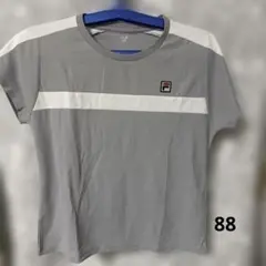 88 FILA メッシュ Tシャツ XL グレー/ホワイト