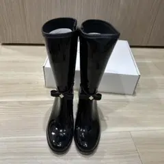 ✨未使用品級✨　TOCCA リボンレインブーツ  ブラック TOCCA リボン付きブラックレインブーツ
