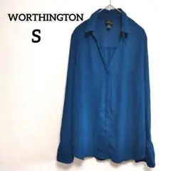 WORTHINGTON ワシントン【S】ティール 長袖シャツ ブラウス