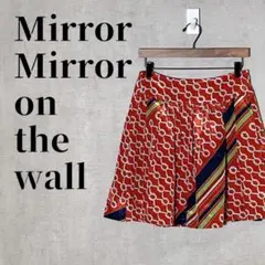 Mirror Mirror　レトロ柄　スカーフ調プリーツスカート　ミニ丈　レッド