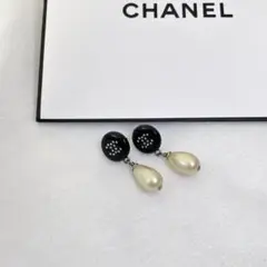 CHANEL ピアス ココマーク ラインストーン パール ぶら下がり 丸型