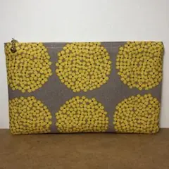 アジサイ柄ぺたんこポーチ　ハンドメイド