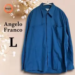 Angelo Franco メンズ　レギュラーカラーシャツ　ブルー系　L