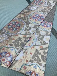 花柄 正絹 袋帯 六通