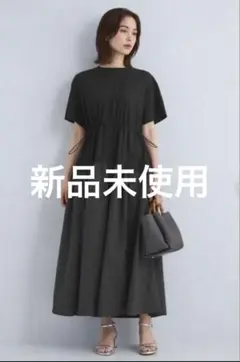 ブラック カットソー 半袖 ロングワンピース 新品タグ付き