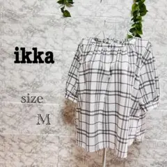 【h53】【ikka イッカ】チェック柄 五分袖チュニック チェック　【M】