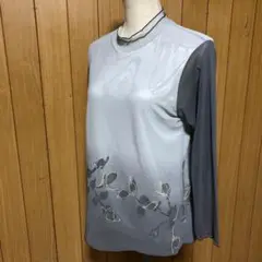 シニア　上品なカットソー　グレー　⑨