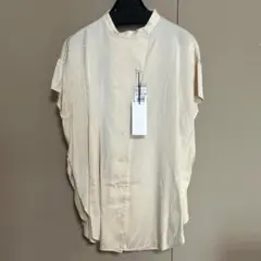 【定価17,600円】Vin　ノーカラーシャツ　ライトベージュ　M　ヤマダヤ