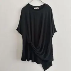 エターナルオリジナル　変形カットソー　アシンメトリー　とろみ生地　黒　綺麗め