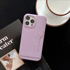 iPhone14 ケース カード収納 パープル 紫 韓国 かわいい