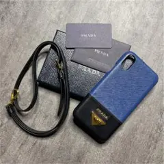 【極美品】PRADA ケース カバー iPhone X XS ロゴ ストラップ