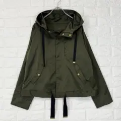 グラディス【M】緑系 マウンテンパーカー ゴールド金具 春秋 ジップアップ