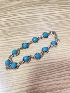 【美品】ターコイズ　ブルー ブレスレット　シルバー