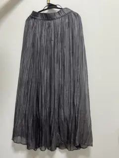 グレー シフォン プリーツロングスカート