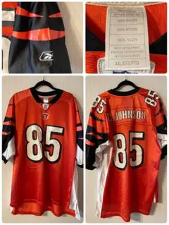 NFL Reebok メンズXXL ゲームシャツ　Cジョンソン　ベンガルズ　85