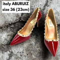 美品【ABURUIZ】ポインテッドトゥ　スタッズ　ハイヒール　23cm