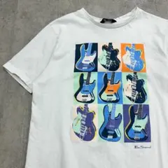 色々なギター　イラスト　グラフィック　Tシャツ　古着　ホワイト　M