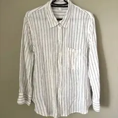 H&M リネンシャツ ストライプ L