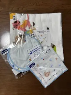 ミキハウス 動物柄 バスタオル　ガーゼ　スタイ　３点セット　新品未使用