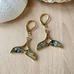 ホエールテイル くじらの尾 アバロンシェル ハンドメイド サージカルステンレス