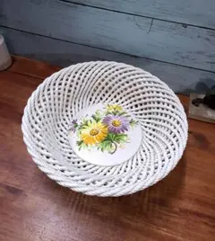 フランスアンティーク MANUVER FRANCE 透かし ボウル バスケット