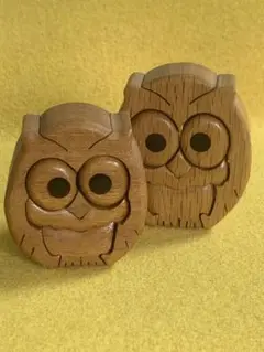 木製立体パズル　wood craft bird ふくろう　フクロウ　置物２個