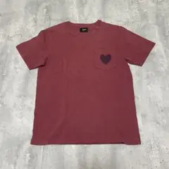 FIELDMAN Tシャツ ハート刺繍　くすみレッド ストリート　カジュアル