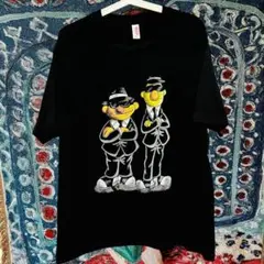 PLUPFICTION セサミ ティーシャツ 半袖 メンズリプリント 黒
