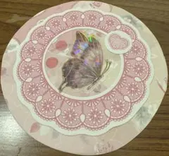 額縁コラージュ　ピンクモチーフ　蝶　原画