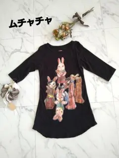 ✷ムチャチャ✷ 黒 ワンピース チュニック キッズ 子供服 女の子 100㎝