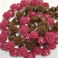 et707/SALE！人工石◇バラ　ピンク、ブラウン　約15mm2連