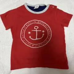 PETIT BATEAU レッド Tシャツ 18m アンカーTシャツ　プチバトー