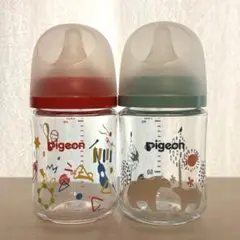 pigeon 哺乳瓶 母乳実感 160ml 2本セット（クマ・楽器柄）乳首付き