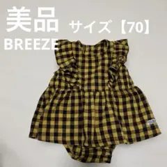 BREEZE ロンパース タンクトップ　チェック　黄色