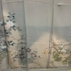 花柄刺繍 ベージュ系 訪問着　小紋