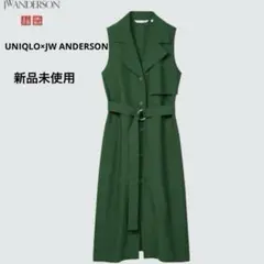新品タグ付❤️UNIQLO×JW ANDERSONグリーンロングワンピース麻混L