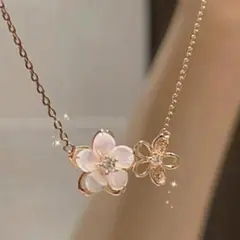 桜　花　フラワーモチーフ ピンクゴールドネックレス　新品未使用