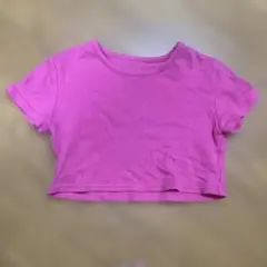 ピンク ショート丈　クロップドTシャツ 半袖 綿100%