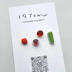 No.901_b:小ぶりカラフルガラスナギットのイヤリング/ピアス